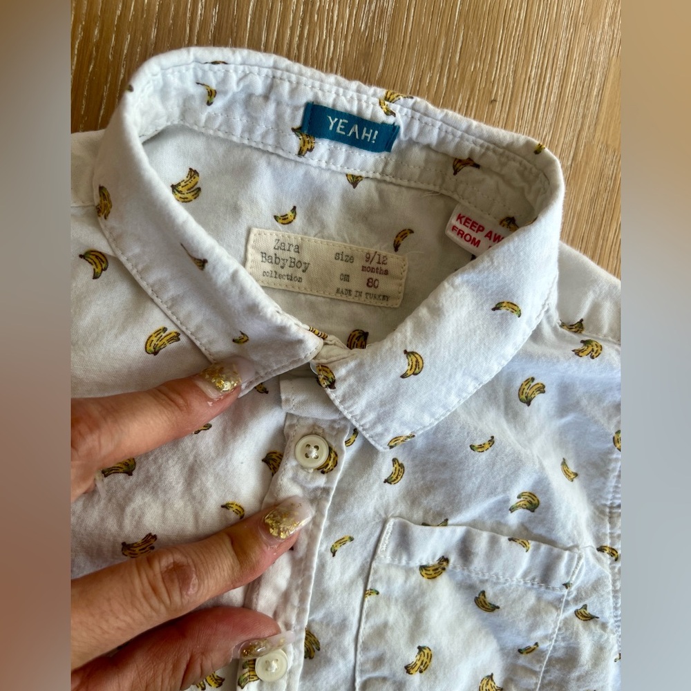 🍌💛 ZARA BABY VINTAGE BANANA INSPIRED PRINT BUTTON DOWN SHIRT W/POCKET🍌💛